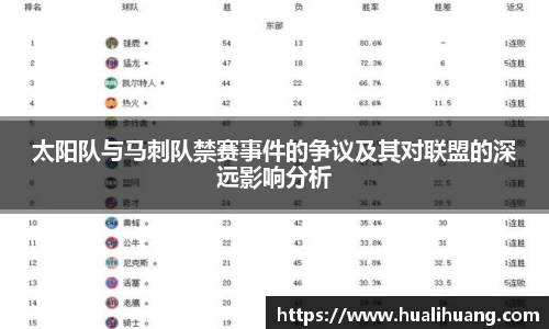 太阳队与马刺队禁赛事件的争议及其对联盟的深远影响分析